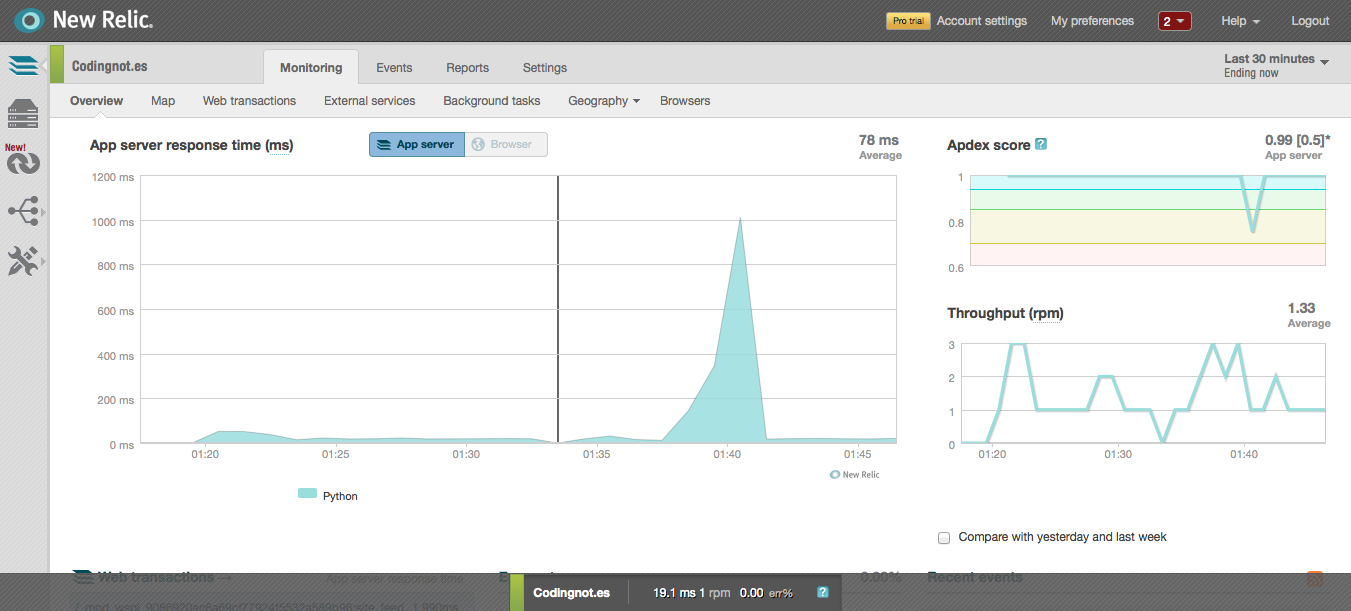 New Relic screen